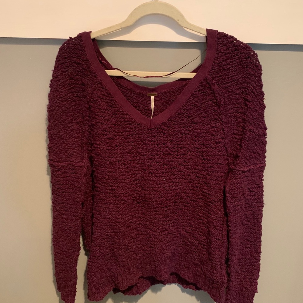 Free People Boucle V Neck Sweater